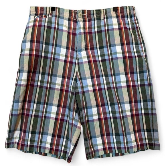 Chor Plaid Shorts Men’s 34 Grunge Skater 2000s Streetwear Cotton Madras - Picture 1 of 10